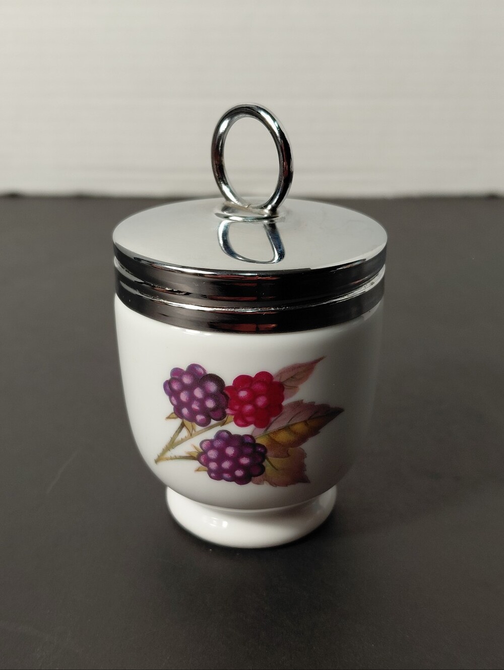 Royal Worcester Porcelain Egg Coddler with Silver Lid